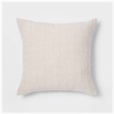 Cozy Windowpane Cream Throw Pillow