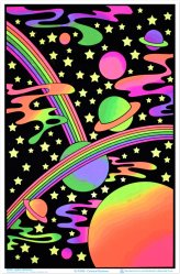 Rainbow Nebula Flocked Art Print - 23" x 35