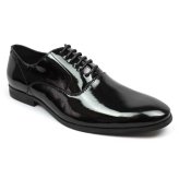 Patent Leather Round Toe Lace-Up Oxfords