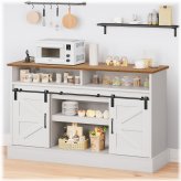 White Kitchen Wine Bar Cabinet with Floating Shelf