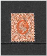 King Edward VII Orange 4p Stamp