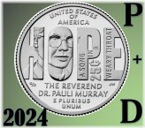 American Women Quarters - Reverend Dr. Pauli Murray - 2024 P & D Set UNC