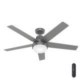 Matte Silver Contemporary Fan with Light and Remote - 52 inch by Hunter