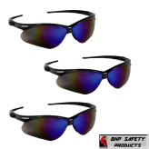 Tri-Pack Nemesis Eye Protection Set with Blue Mirrored Lenses