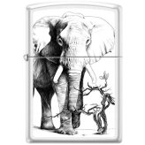 Wildlife Edition Zippo Lighter - White Matte Elephant