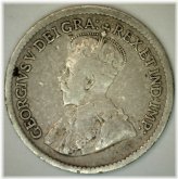 George V 1919 Canadian Silver 5 Cents Coin - Circulated VG
