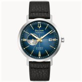 Vintage Blue Dial Black Leather Watch