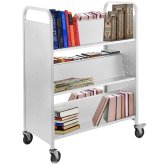 Double-Sided W-Shaped Book Cart