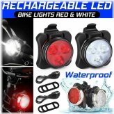 ReChargeSafe Bike Light Set: USB LED Headlight & Taillight with Caution Reflectors