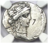 Caesar's Legacy: NGC Certified Fine Denarius Coin (48 BC, Female Head)