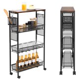 Kitchen Utility Cart with Storage Shelf and Wheels