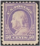 Violet Franklin 50c Stamp - Scarce Perf 10