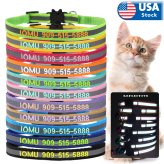 Reflective Personalized Cat Collar with Bell and Embroidered Name/Number Tag