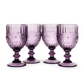 Vintage Purple Wine Glasses Set