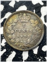 Vintage Canadian Silver Five Cents (1901)