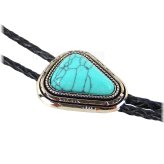 Turquoise Teardrop Bolo Tie with Adjustable Leather Cord