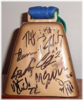 Thunderbirds' Treasured Cowbell: Autographed by the 2000-01 WHL Hockey Team