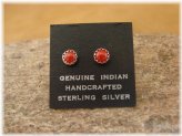 Navajo Coral Dot Sterling Silver Earrings
