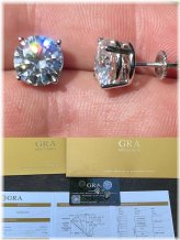 Moissanite Solitaire Stud Earrings - GRA Certified