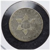 Choice Fine 1853 Three Cent Silver Piece E145