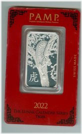 Tiger Lunar Platinum Bar in Assay Card