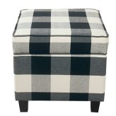 Plaid Lift-Top Storage Ottoman