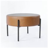 Caramel Faux Leather Round Seating Pouf