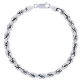 White Gold Diamond Cut Rope Chain Bracelet