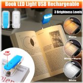 CozyGlow LED Reading Light - USB Rechargeable, Foldable Clip-On Design with Warm White Illumination