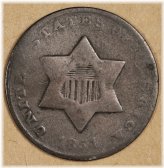 Vintage Circulated 1851-O Three Cent Silver Coin