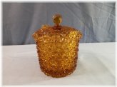 Amber Daisy Glass Candy Dish Jar