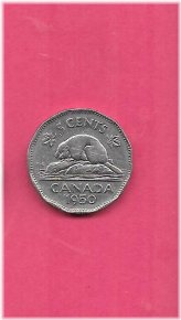 Canadian Antique Five Cent Coin (1950)