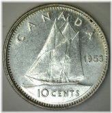 1953 Canadian Silver Dime with Straps