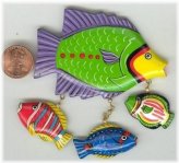 Retro Fish Trio with Colorful Hand-Painted Detailing