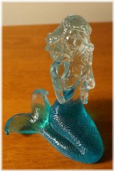 Teal Mermaid Tail Figurine - Crystal Clear Acrylic Nautical Decor for Beach Homes