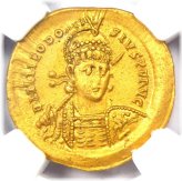 Theodosius II Gold Solidus - Certified NGC AU