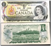 Canadian Heritage Banknote: 1973 1 Dollar UNC Paper Currency