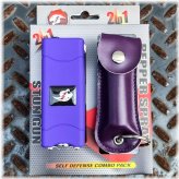 Defender's Duo: Purple Self-Defense Set with Stun Gun Flashlight and Pepper Spray