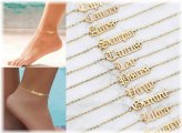 Zodiac Charm Anklets - Elegant Gold Lettering Ankle Bracelets for Women