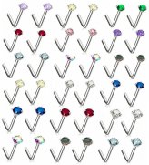 Crystal Clear Nose Studs with L-Shaped Bend