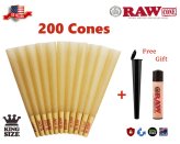 King-Sized Bundle of RAW Classic Pre-Rolled Cones with Bonus Clipper Lighter