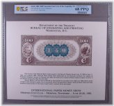 Historical Treasury Note - 1882 $100 Brown Back - PCGS 68 PPQ