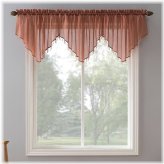 Cedar Crushed Voile Ascot Beaded Sheer Valance