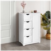 White 4-Drawer Wooden Bathroom Storage Cabinet