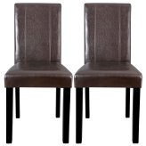 Brown Leather Parson Chairs (Set of 2)