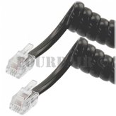 Black Coiled Handset Cord - 25ft RJ22 4P4C Cable