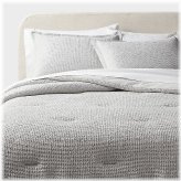 Light Gray Waffle Weave Comforter and Sham Set