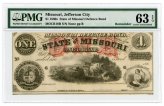 Missouri Defence Bond Note - 1860's Cr.18 $1 - PMG 63 EPQ