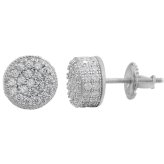 Clustered Silver Stud Earrings with Simulated Diamonds