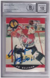 Hall of Fame Blackhawks Rookie Card Autographed by Ed Belfour